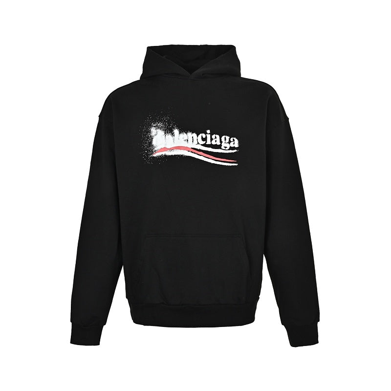 Exclusive Balenciaga Print Couples Hoodie - Cotton Oversized Pullover — XS — Front View