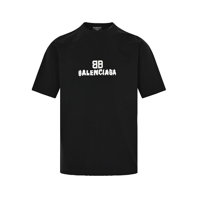 Exclusive Balenciaga 100% Cotton Crewneck T-Shirt in White & Black — White — Size XS — Front View