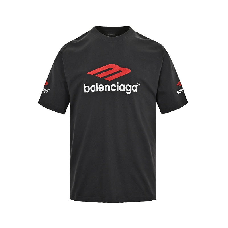 Exclusive Balenciaga Cotton Crewneck T-Shirt in White & Black - Style 03 — White — Size S — Front View
