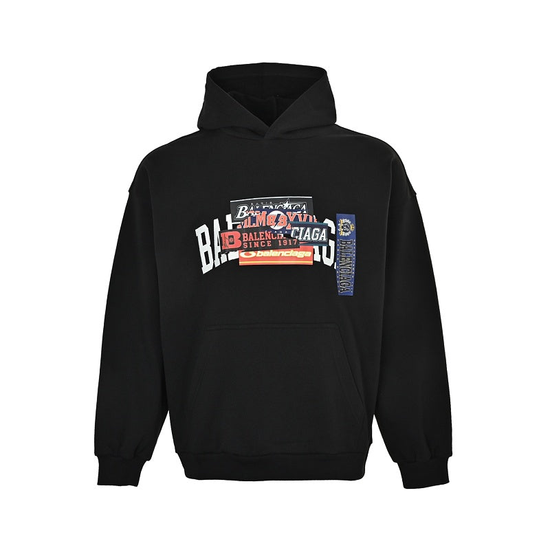 Exclusive Balenciaga Graphic Print Unisex Cotton Hoodie — S — Front View
