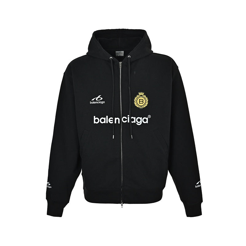 Exclusive Balenciaga Printed Cotton Hoodie — S — Front View