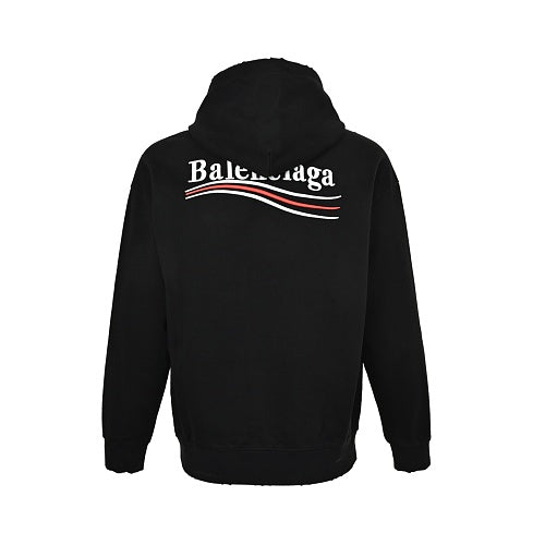 Exclusive Balenciaga Print Graphic Couples Hoodie — White — Size S — Back View