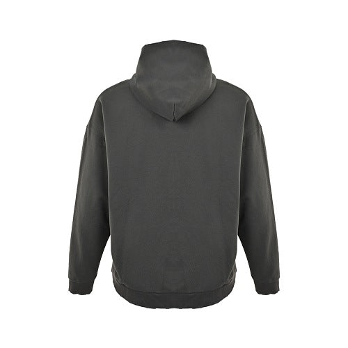 Exclusive Balenciaga Logo Print Cotton Hoodie — Blue — Size S — Back View