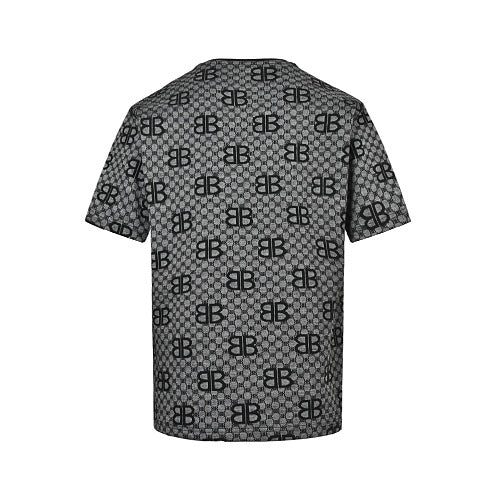 Exclusive Balenciaga Crystal Logo Cotton T-Shirt in Gray — Dark Gray — Size XS — Top View