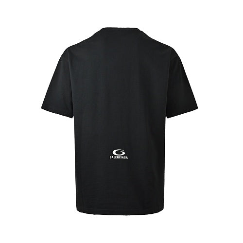 Exclusive Balenciaga Cotton T-Shirt with Glass Fibre Trim — Pink — Size XS — Back View