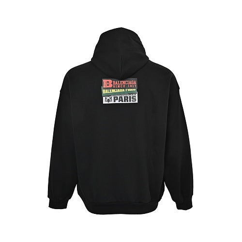 Exclusive Balenciaga Graphic Print Unisex Cotton Hoodie — S — Back View