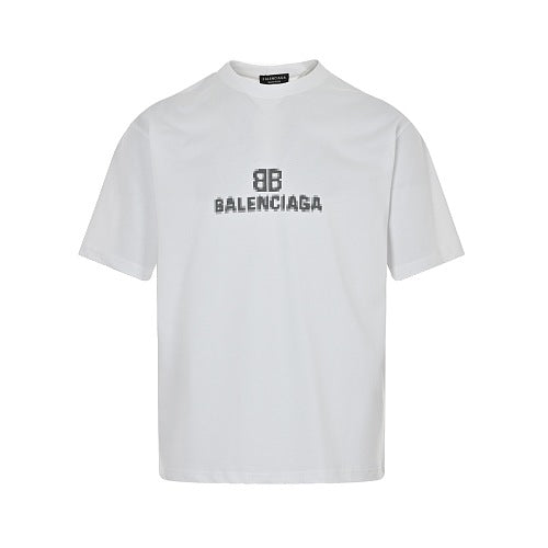 Exclusive Balenciaga 100% Cotton Crewneck T-Shirt in White & Black — White — Size XS — Top View