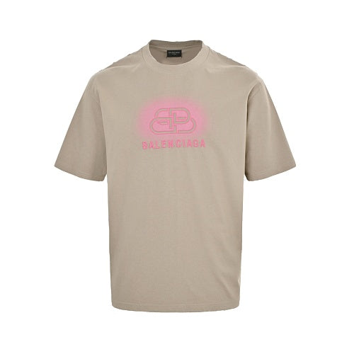 Exclusive Balenciaga Cotton Crewneck T-Shirt in Khaki & Black — Khaki — Size S — Top View