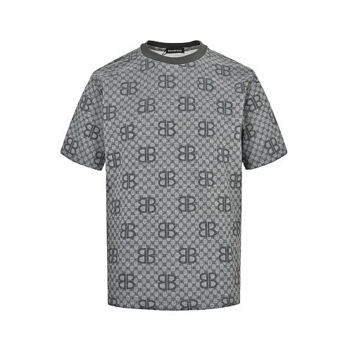 Exclusive Balenciaga Crystal Logo Cotton T-Shirt in Gray — Dark Gray — Size XS — Side View