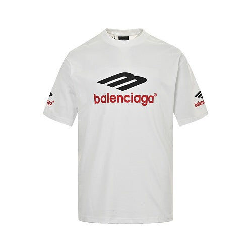 Exclusive Balenciaga Cotton Crewneck T-Shirt in White & Black - Style 03 — White — Size S — Top View