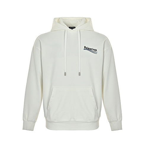 Exclusive Balenciaga Print Graphic Couples Hoodie — White — Size S — Top View