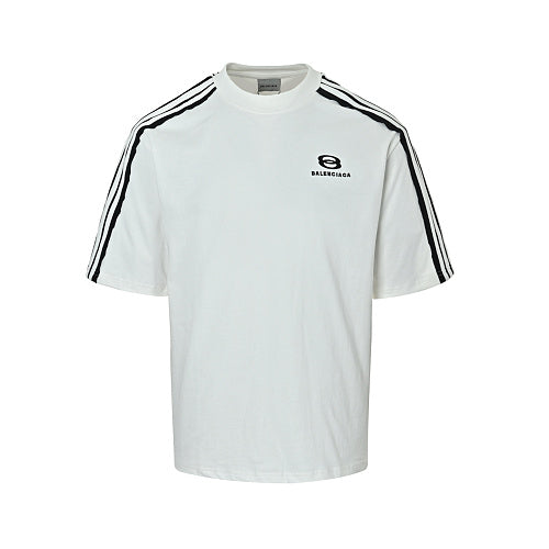 Exclusive Balenciaga Cotton Crewneck T-Shirt in White & Black - Style 02 — White — Size S — Top View