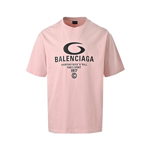 Exclusive Balenciaga Cotton T-Shirt with Glass Fibre Trim — Pink — Size XS — Top View