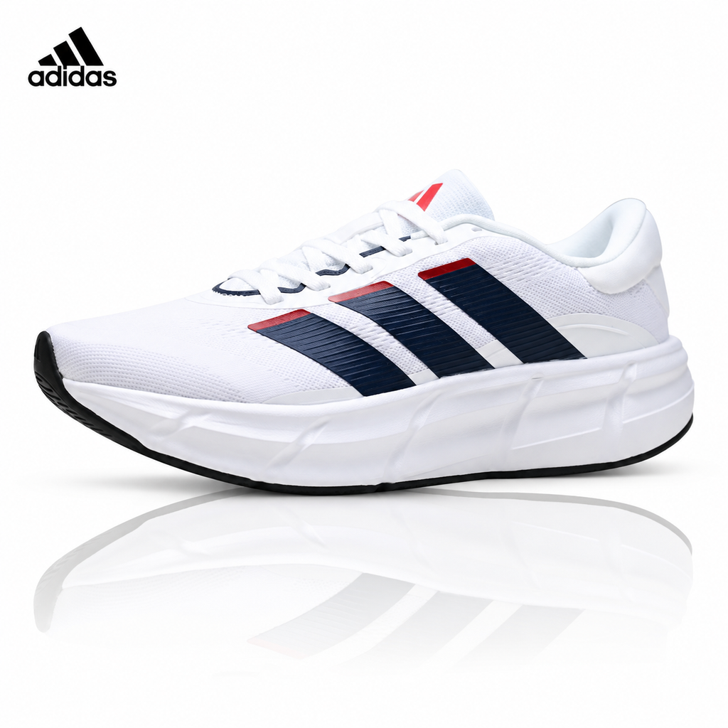 Exclusive Adidas K81801750 Men's Running Shoes — White/Navy/Red — Size EU 40 / US M7 / W8.5 / 25CM — Front View