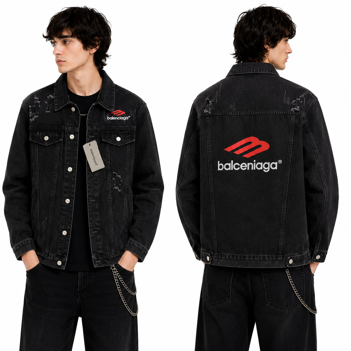 Exclusive Balenciaga Men's Denim Jacket — M — Front View