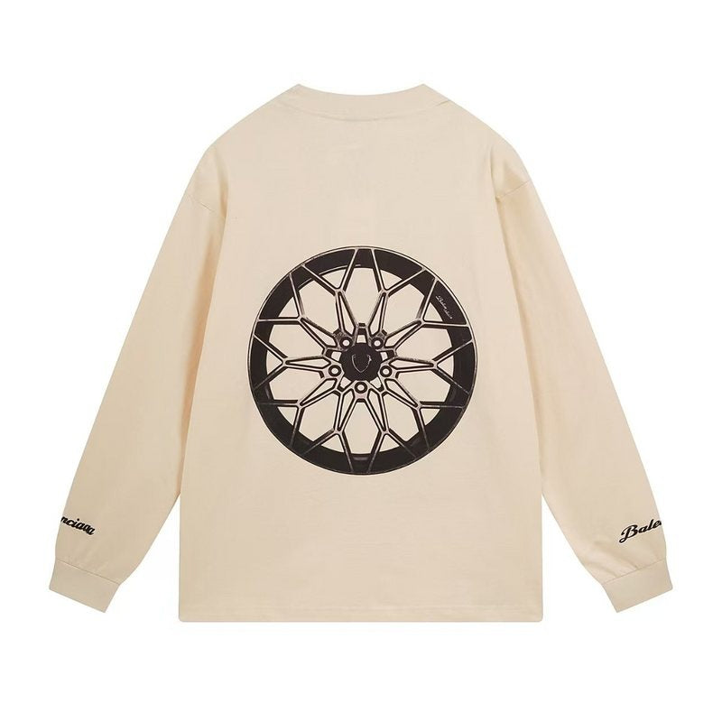 Exclusive Balenciaga Crew Neck Letter Sweatshirt — Coffee — Size XS — Side View