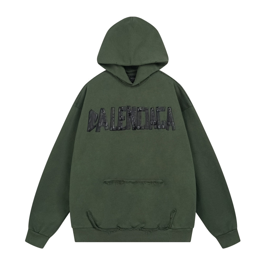 Exclusive Balenciaga Print LOGO Hoodie — Gray — Size XS — Back View
