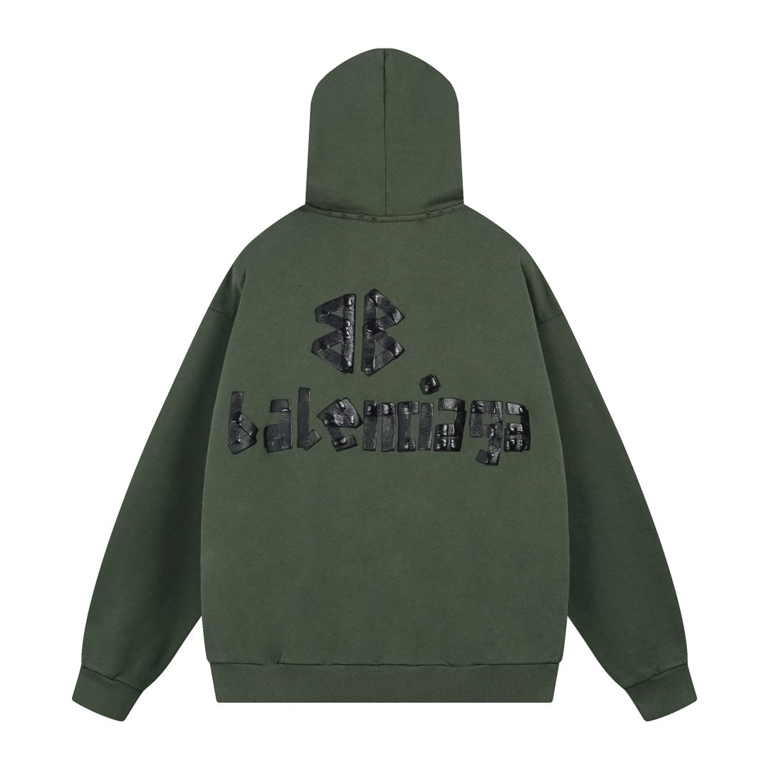 Exclusive Balenciaga Print LOGO Hoodie — Gray — Size XS — Top View