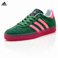 Exclusive Adidas Originals Gazelle GG Monogram Green Pink Sneakers — EU 36 / US M4 / W5.5 / 23CM — Front View