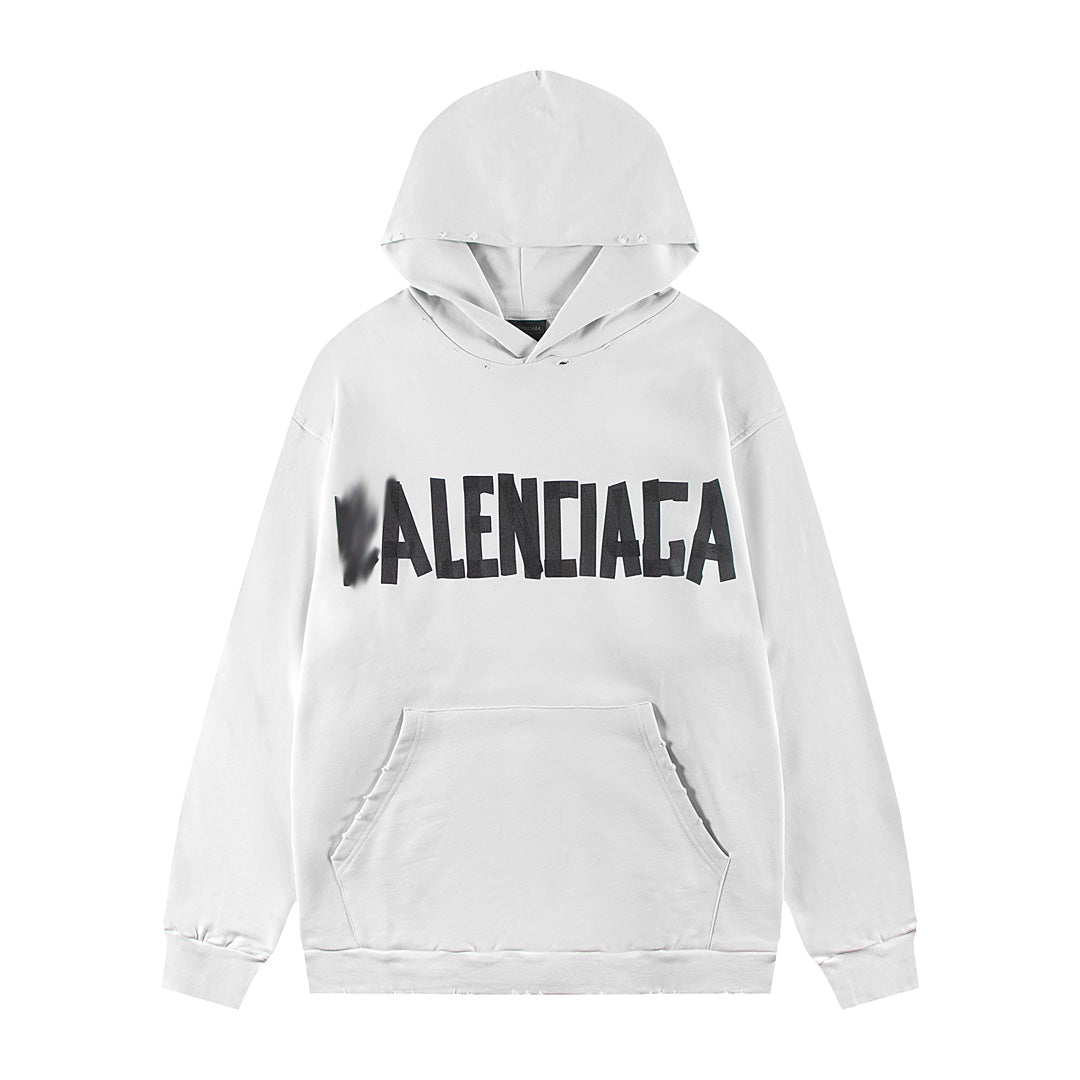 Exclusive Balenciaga  Print LOGO Hoodie — XS — Front View