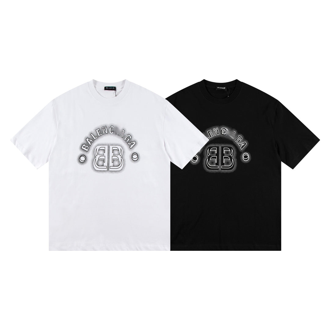 Exclusive Balenciaga  Printed logo T-shirt — Black — Size S — Front View