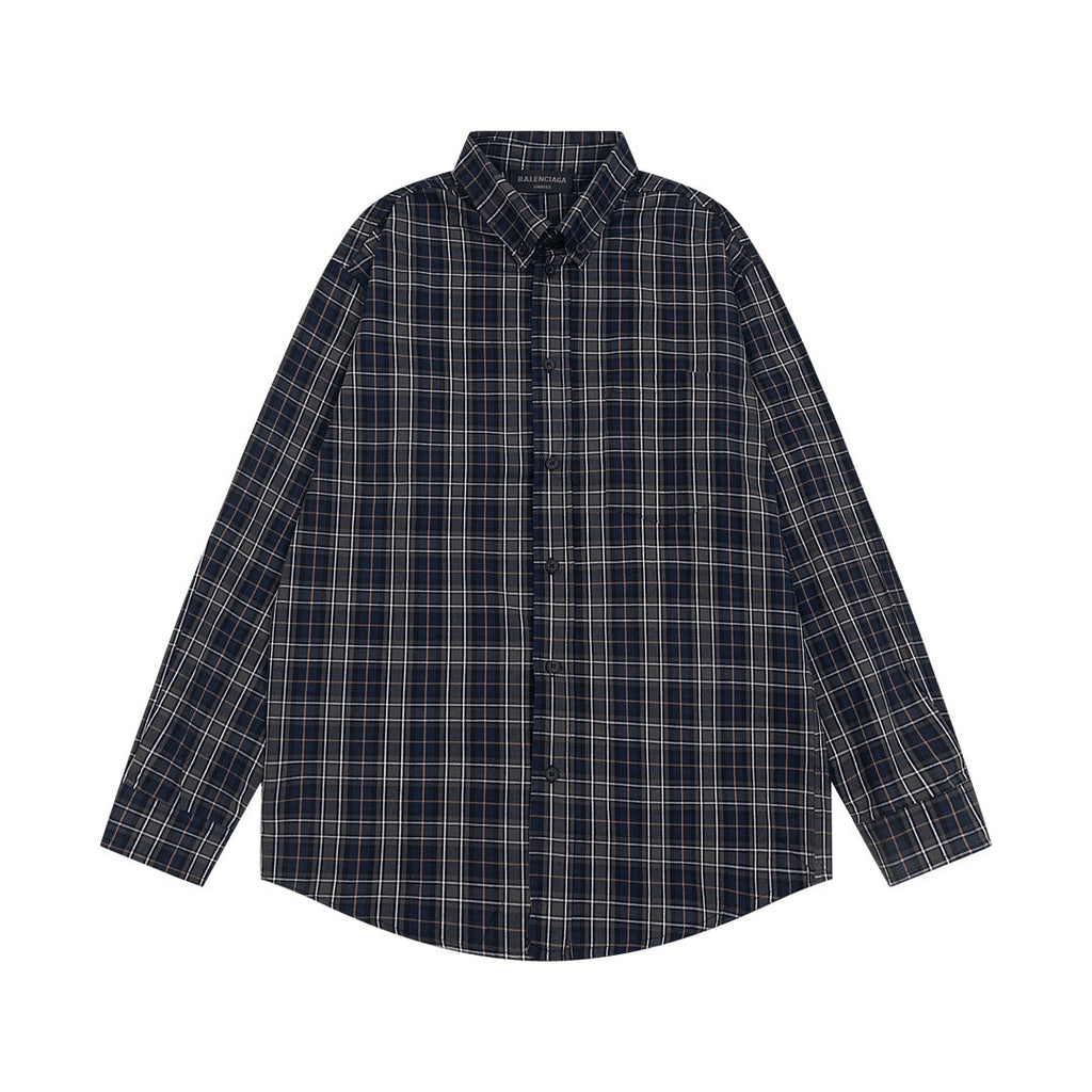 Exclusive 2025SS Plaid Long-Sleeve Shirt — S — Front View