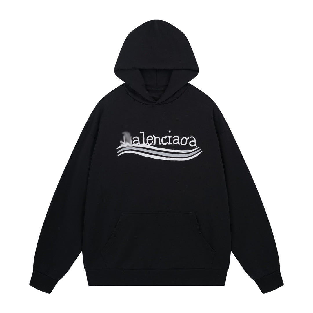 Exclusive Balenciaga Couples Print Hoodie — XS — Front View