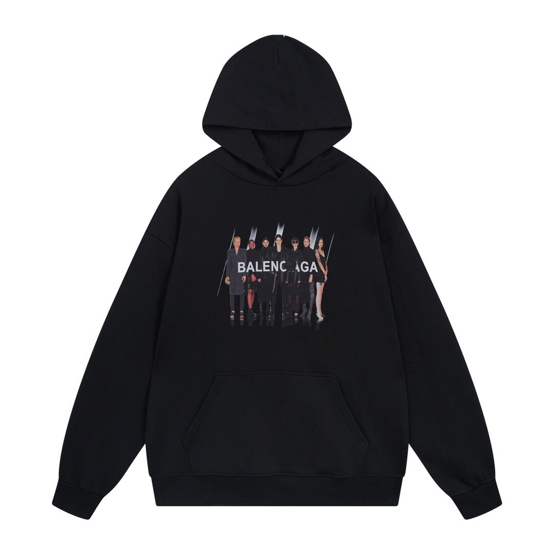 Exclusive Balenciaga Couples Print Hoodie — White — Size XS — Front View