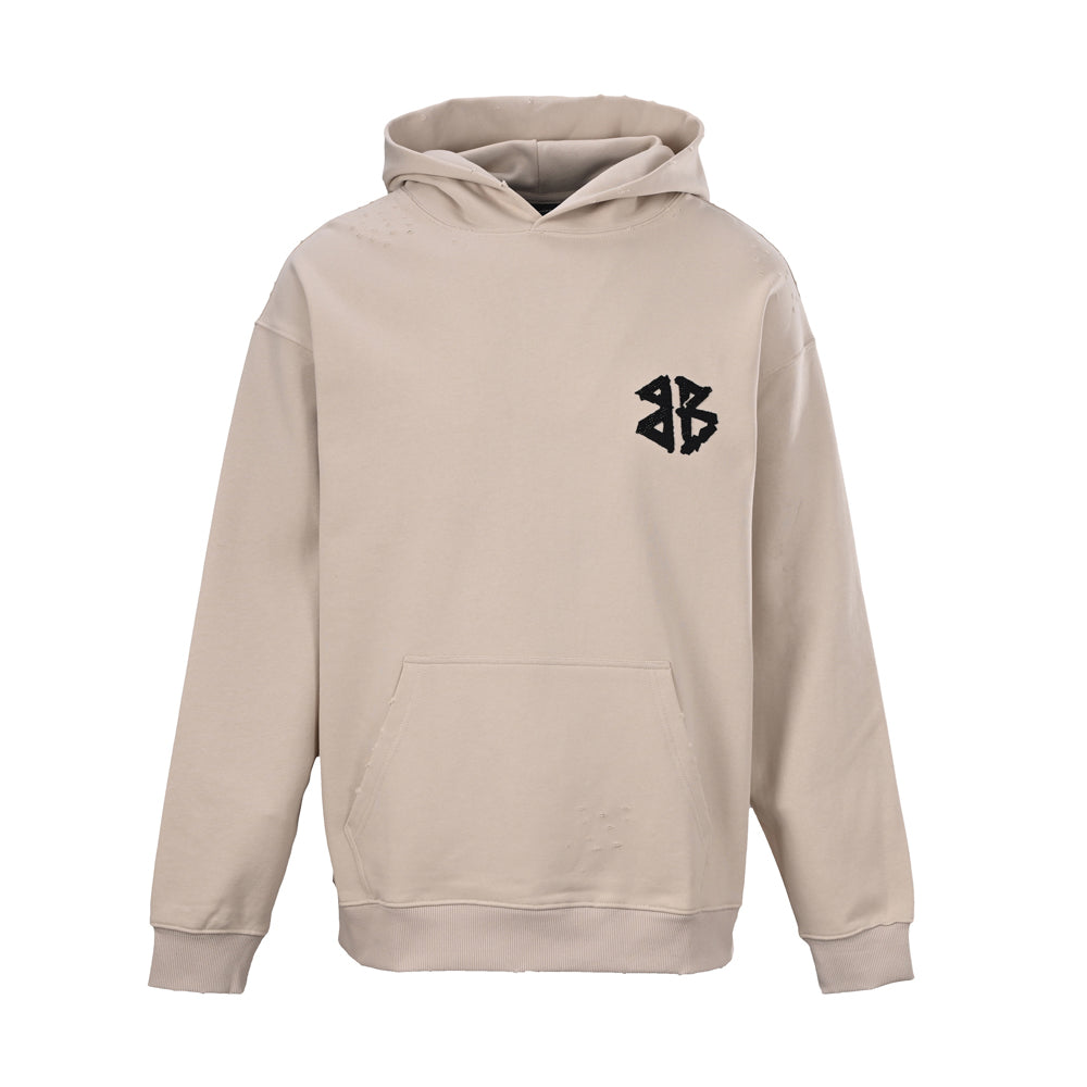 Exclusive Balenciaga New LOGO Hoodie — Apricot — Size XS — Front View