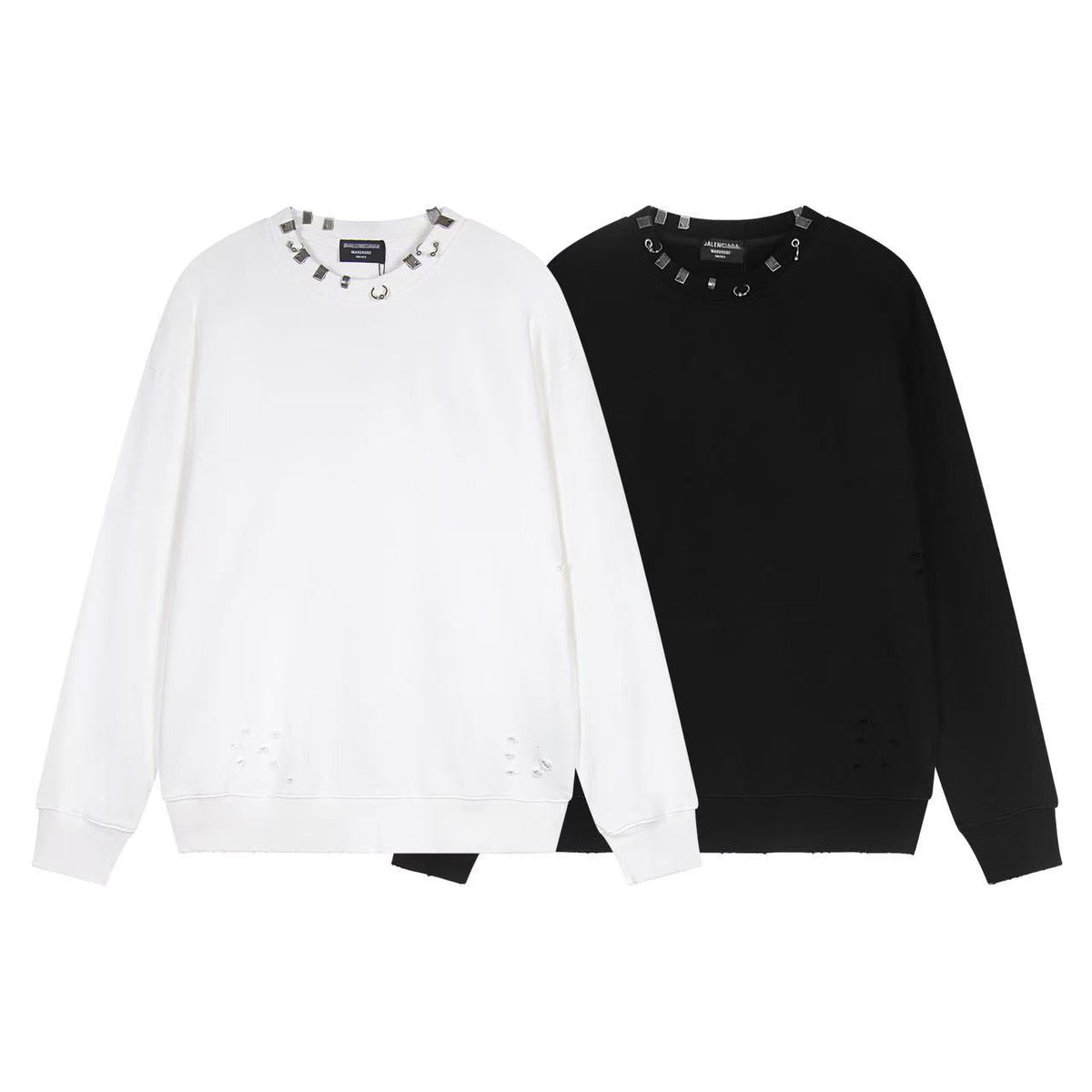 Exclusive Balenciaga  Couples Crew Neck Hoodie — White — Size M — Front View