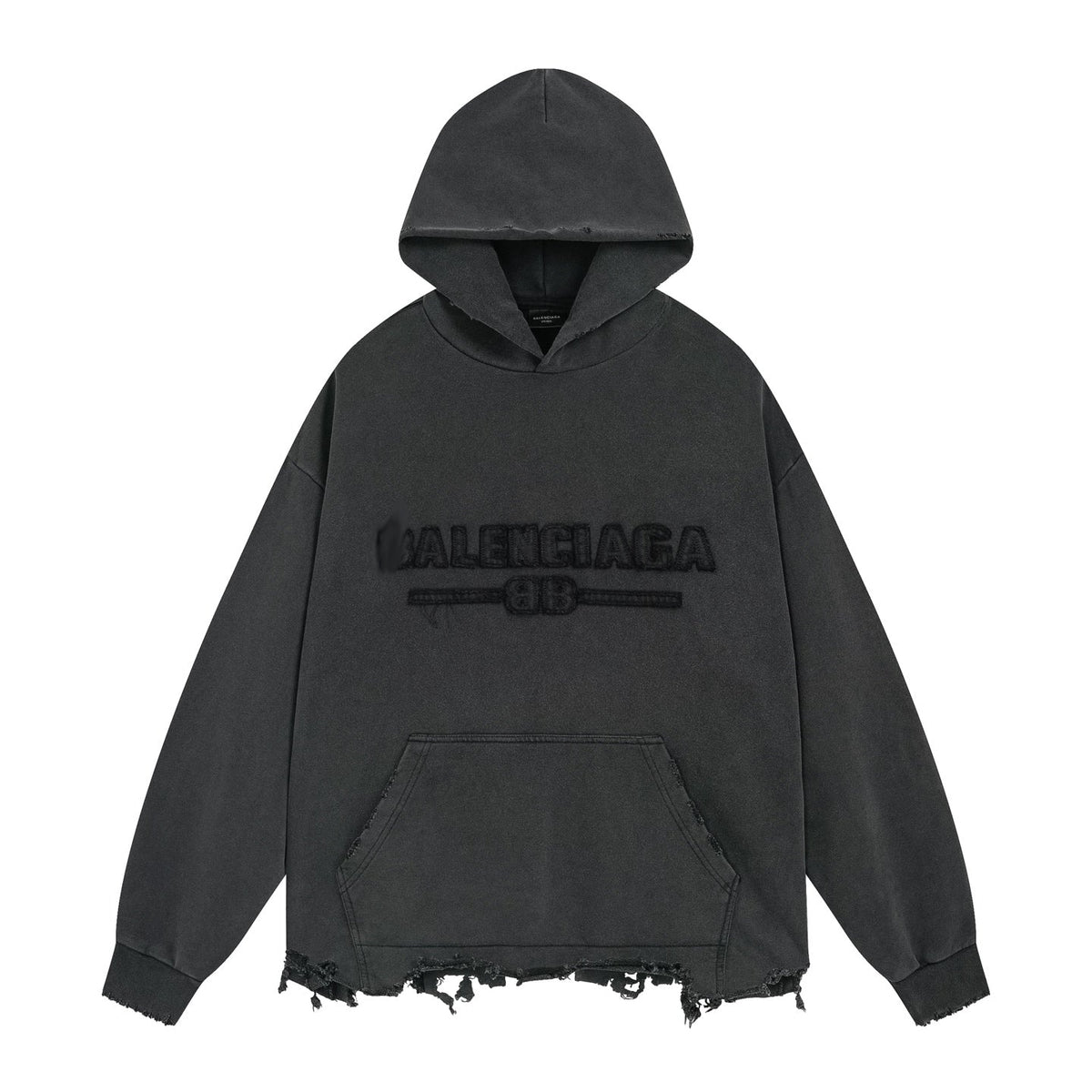 Exclusive Balenciaga Distressed Couples Hoodie — XS — Front View