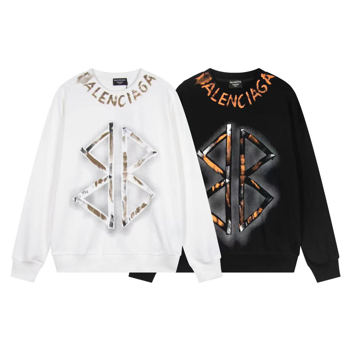 Exclusive Balenciaga  LOGO Crew Neck Hoodie — White — Size M — Front View