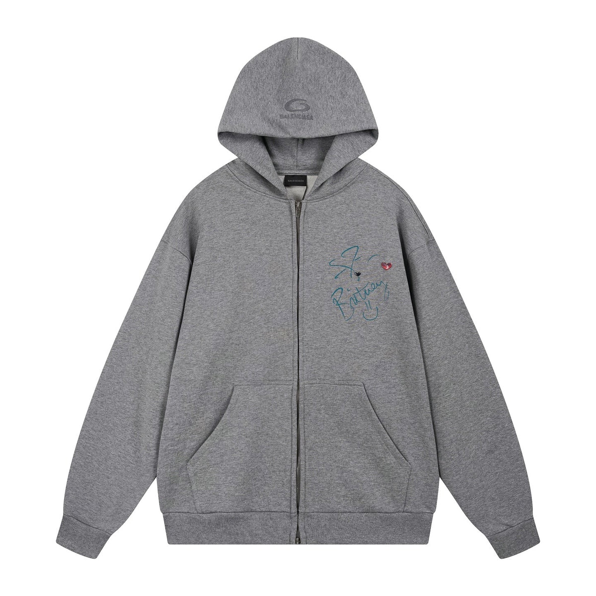 Exclusive Balenciaga New LOGO Gray Hoodie — XS — Side View