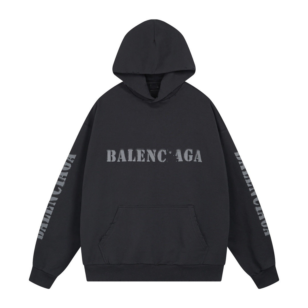 Exclusive Balenciaga LOGO  Print Hoodie — XS — Front View