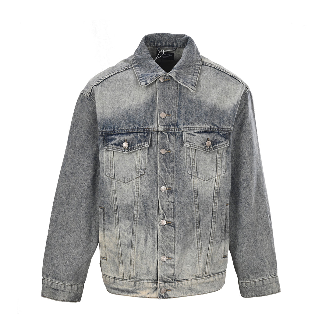 Exclusive Balenciaga Men's Baseball Jacket — Blue — Size S — Front View