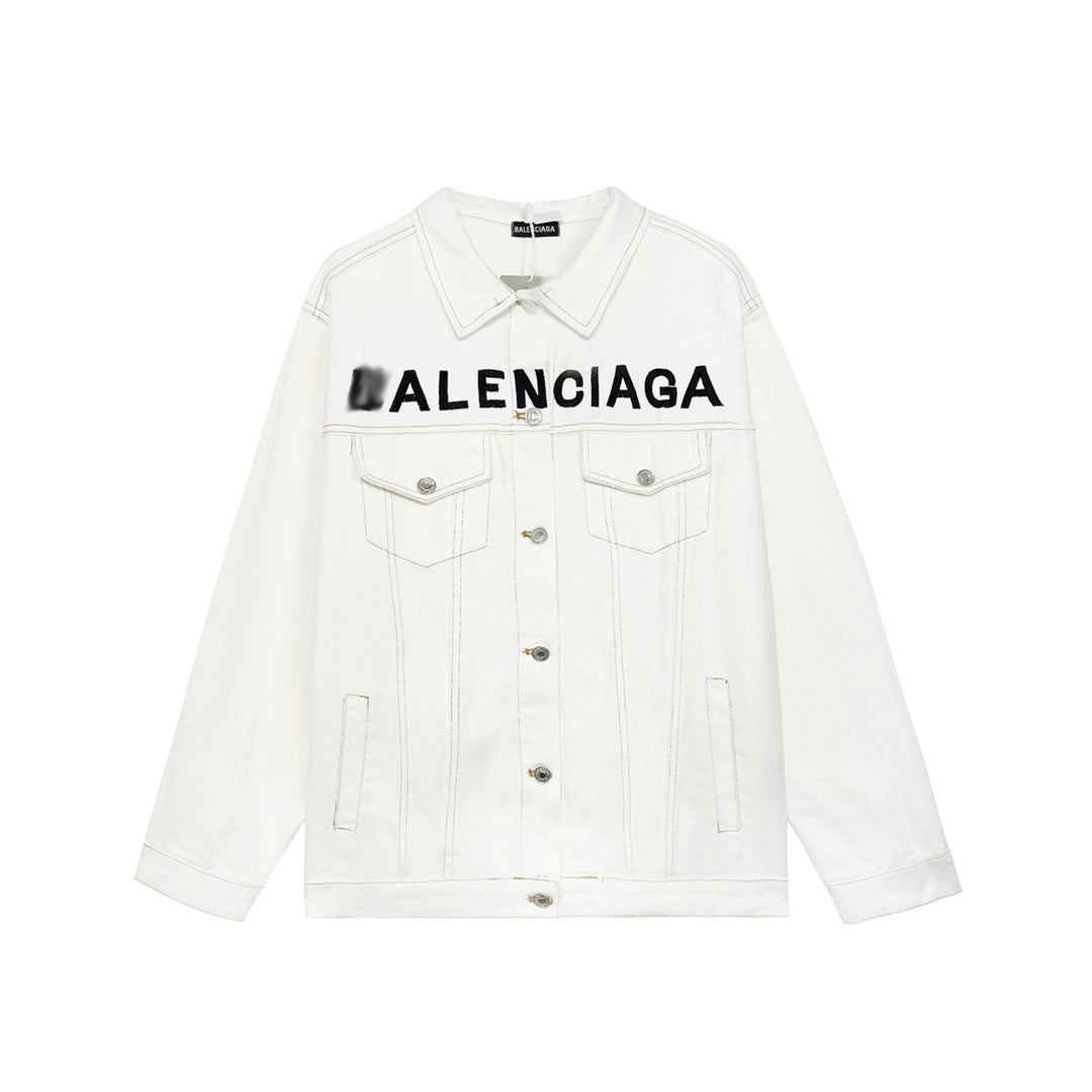 Exclusive Balenciaga White Embroidery Jacket — M — Side View