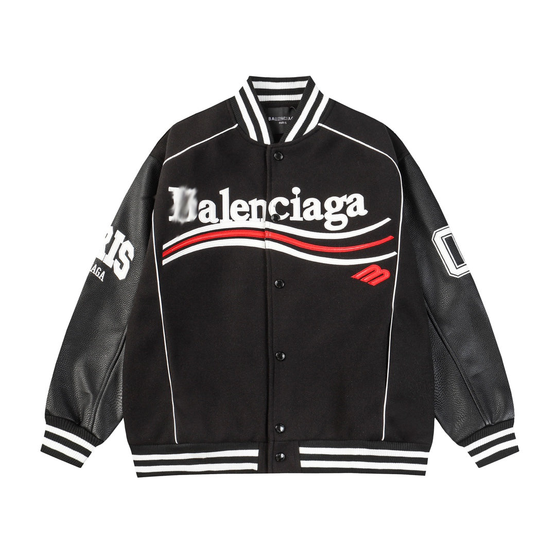 Exclusive Balenciaga Men's Thickened Baseball Jacket — M — Front View