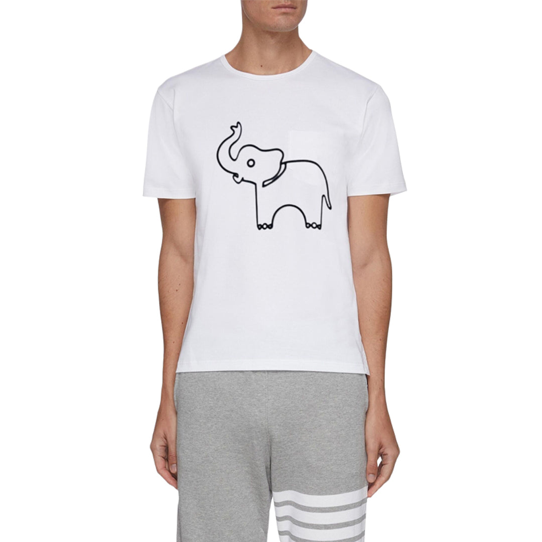 Exclusive Thom Browne Elephant print T-shirt — White — Size 0/S — Side View