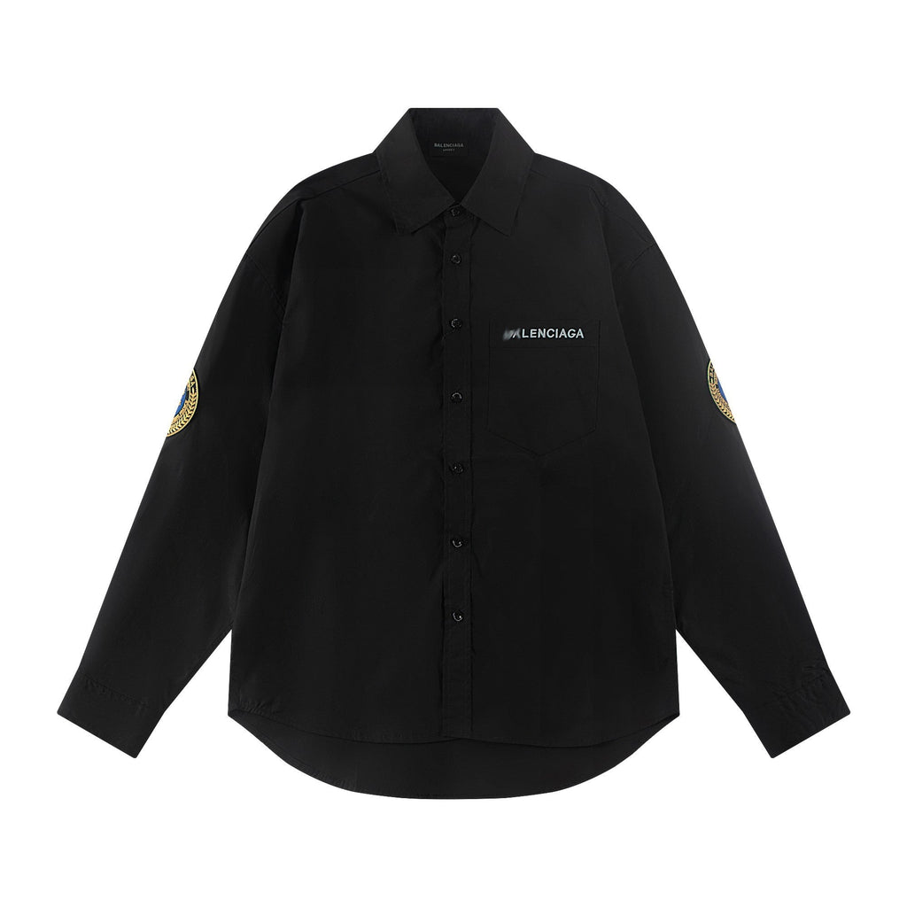 Exclusive 2025SS Long-Sleeve Shirt Shirt — Black — Size S — Front View