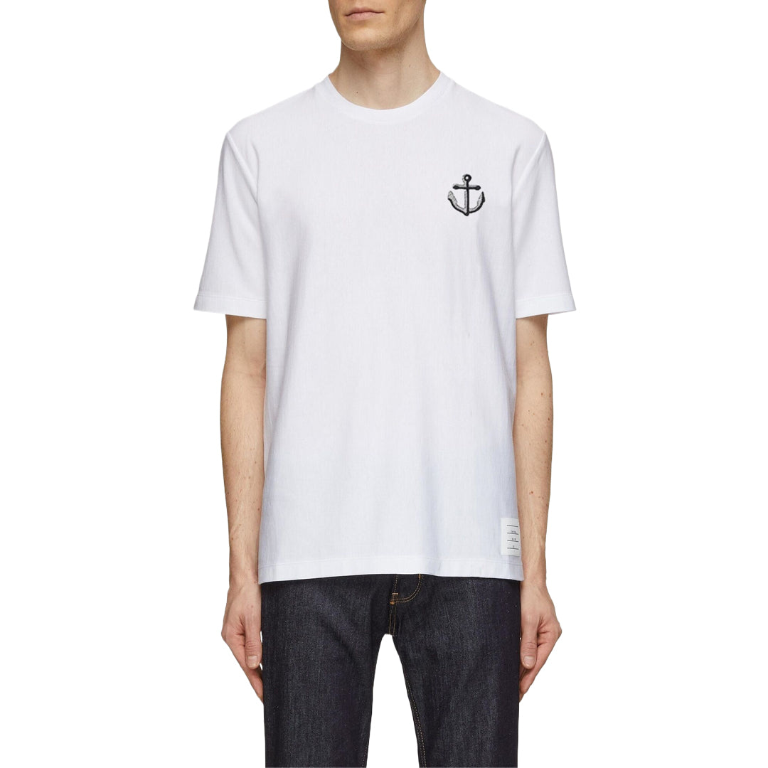 Exclusive Thom Browne  Anchor embroidery T-shirt — Blue — Size 0/S — Top View