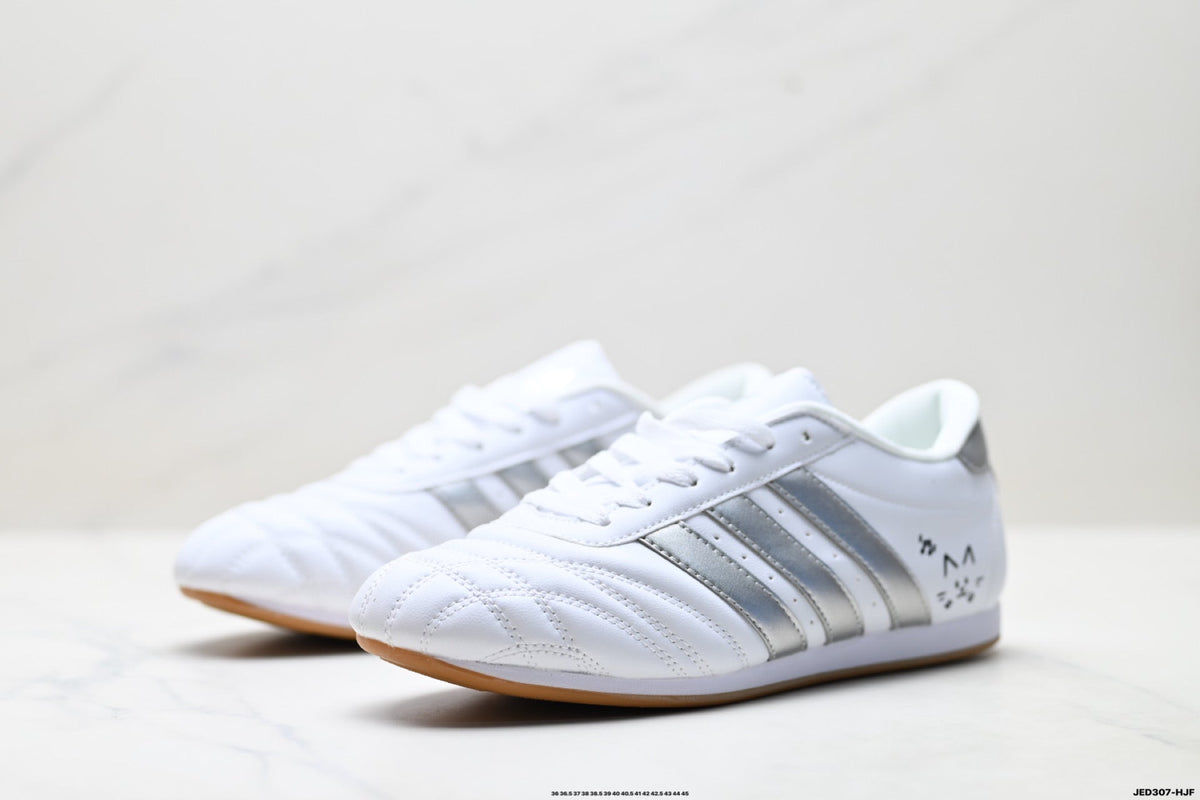 Exclusive Classic White & Silver Court Sneakers — EU 36 / US M4 / W5.5 / 23CM — Top View