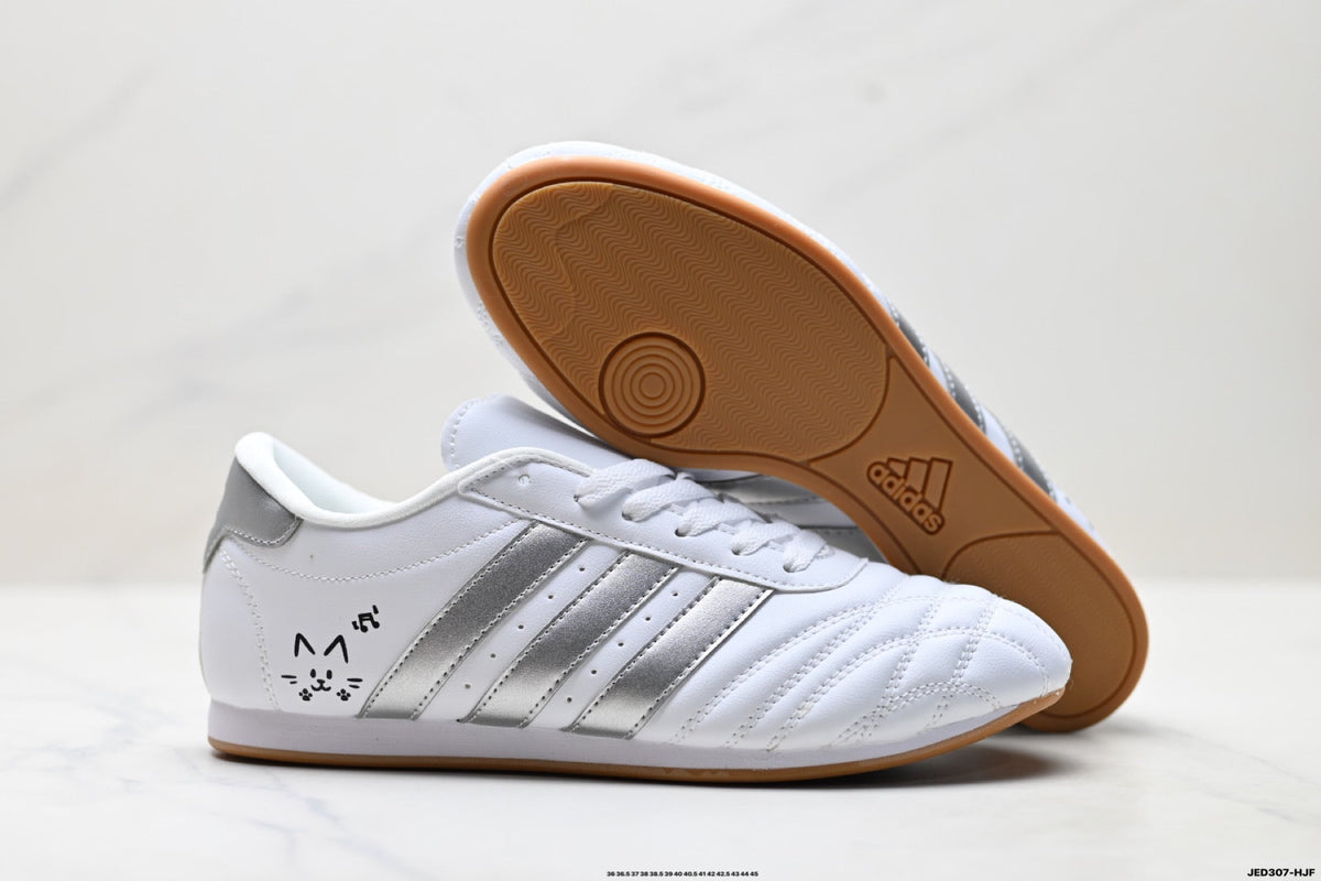 Exclusive Classic White & Silver Court Sneakers — EU 36 / US M4 / W5.5 / 23CM — Back View