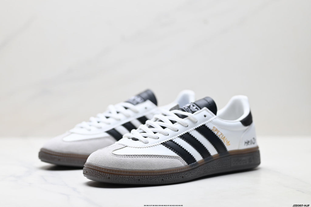 Exclusive Adidas Originals Spezial White Black Gum Leather Sneakers — EU 36 / US M4 / W5.5 / 23CM — Top View