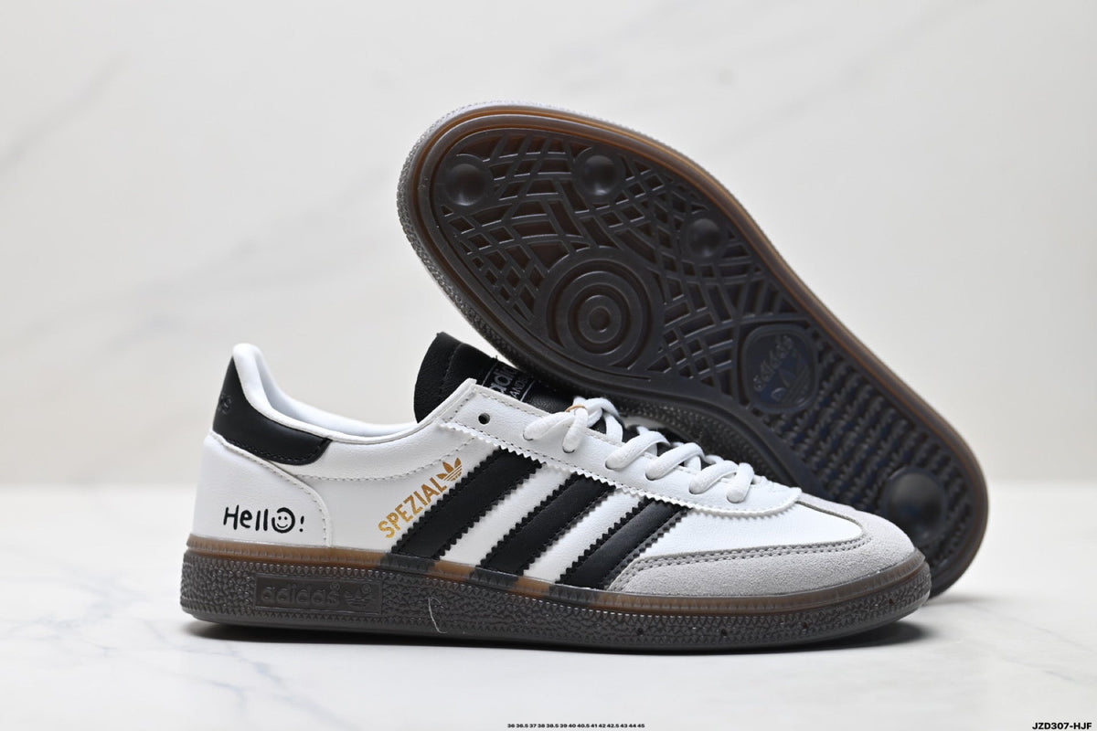 Exclusive Adidas Originals Spezial White Black Gum Leather Sneakers — EU 36 / US M4 / W5.5 / 23CM — Back View