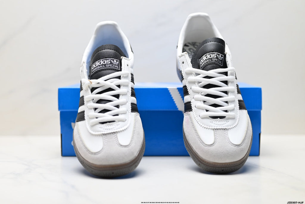 Exclusive Adidas Originals Spezial White Black Gum Leather Sneakers — EU 36 / US M4 / W5.5 / 23CM — Detail View