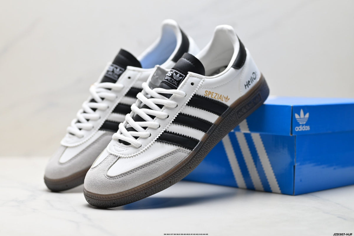 Exclusive Adidas Originals Spezial White Black Gum Leather Sneakers — EU 36 / US M4 / W5.5 / 23CM — Side View