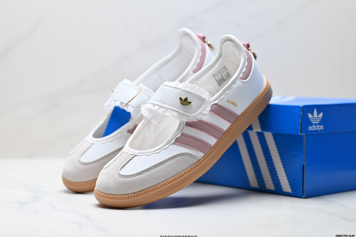 Exclusive Adidas Originals Samba Mary Jane Sneakers for Women — Pink White Gum — Size EU 35.5 / US M3.5 / W5 / 22.5CM — Back View