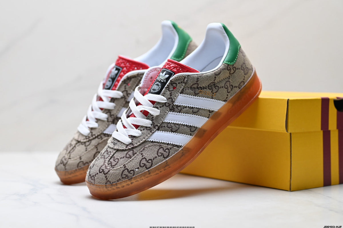 Exclusive Adidas Originals Samba GG Monogram Brown Sneakers — EU 36 / US M4 / W5.5 / 23CM — Side View