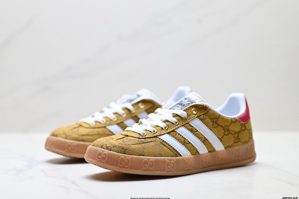 Exclusive Adidas Originals Samba GG Monogram Gold Brown Sneakers — EU 36 / US M4 / W5.5 / 23CM — Top View