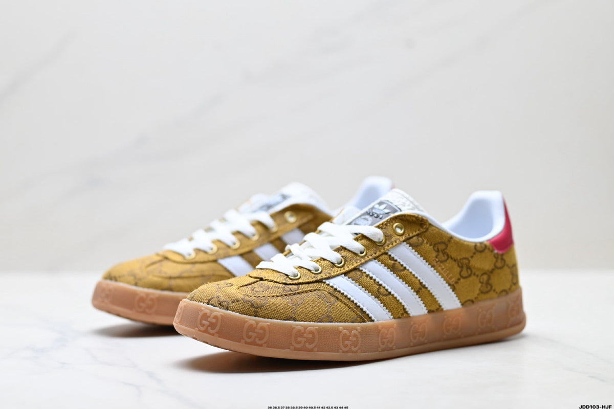 Exclusive Adidas Originals Samba GG Monogram Gold Brown Sneakers — EU 36 / US M4 / W5.5 / 23CM — Top View